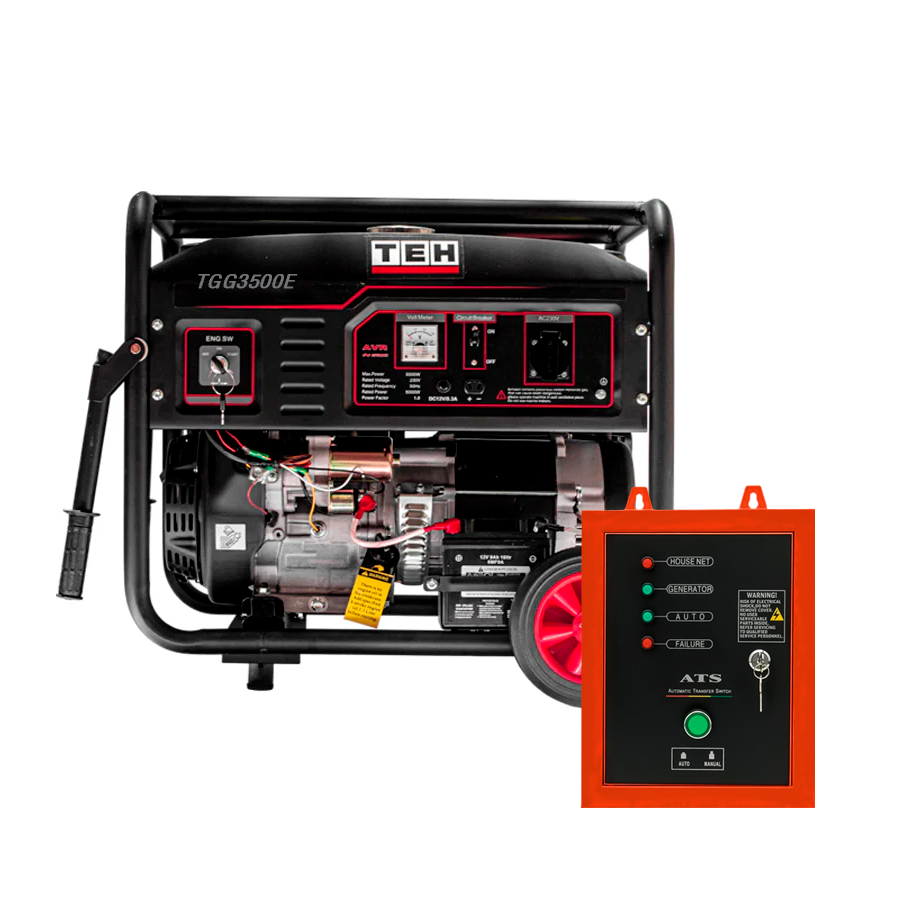 PREVENTA Generador a Gasolina 3.0 Kw 16 amp Partida Eléctrica Conexión ATS + ATS de 8 PINES TEHTOOLS