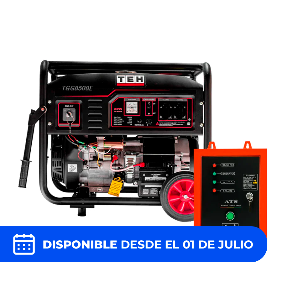 PREVENTA Generador a Gasolina 8.5 kW Partida Electrica Conexión ATS + ATS de 8 PINES TEHTOOLS