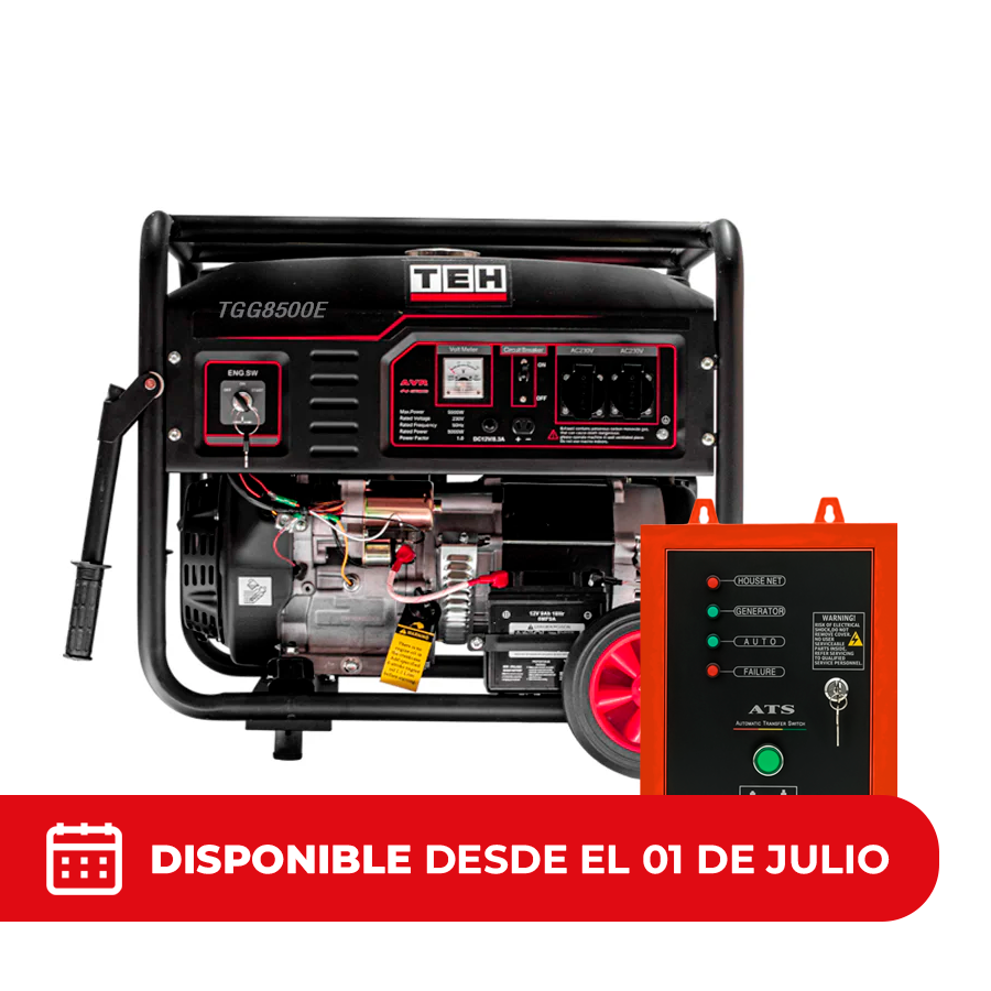 PREVENTA Generador a Gasolina 8.5 kW Partida Electrica Conexión ATS + ATS de 8 PINES TEHTOOLS