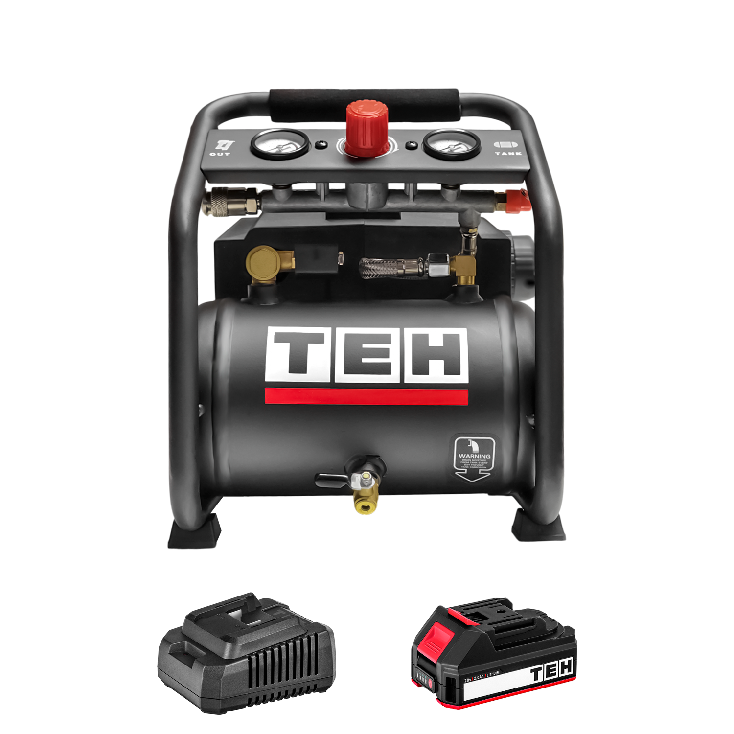 Compresor de Aire Inalámbrico 3L  + 1 Batería + Cargador TEHTOOLS