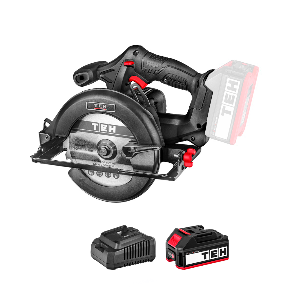 Sierra Circular Inalámbrica 20V 6-1/2" 165mm + 1 Batería 4,0Ah + Cargador TEHTOOLS