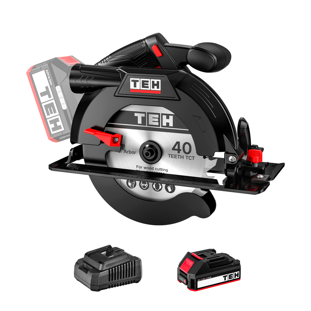 Sierra Circular Inalámbrica Brushless 20V + 1 Batería + Cargador TEHTOOLS