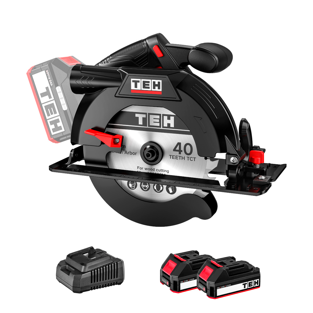 Sierra Circular Inalámbrica Brushless 20V + 2 Batería + Cargador TEHTOOLS