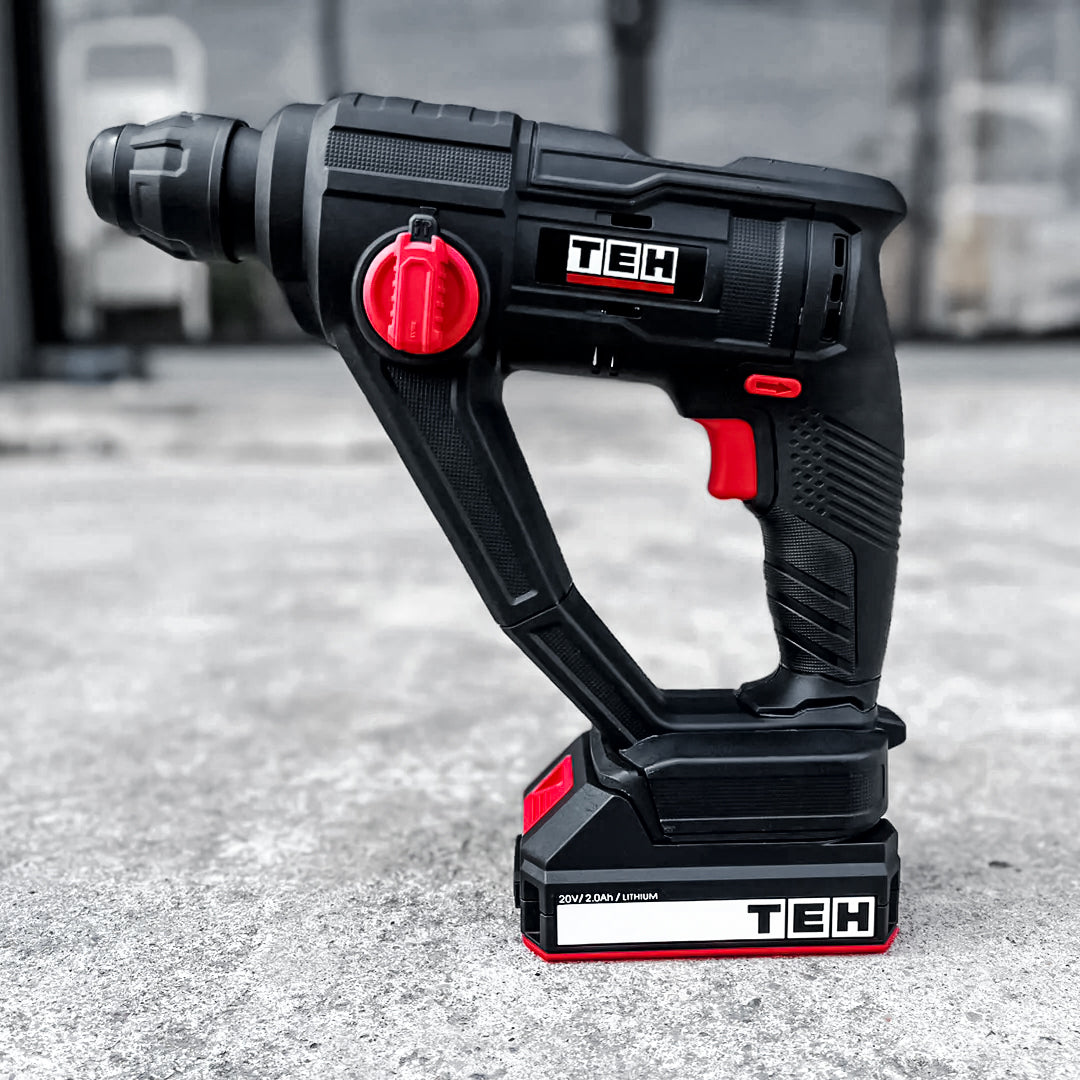 Taladro Martillo Perforador 20V 16MM + 2 Batería + Cargador + Bolso TEHTOOLS