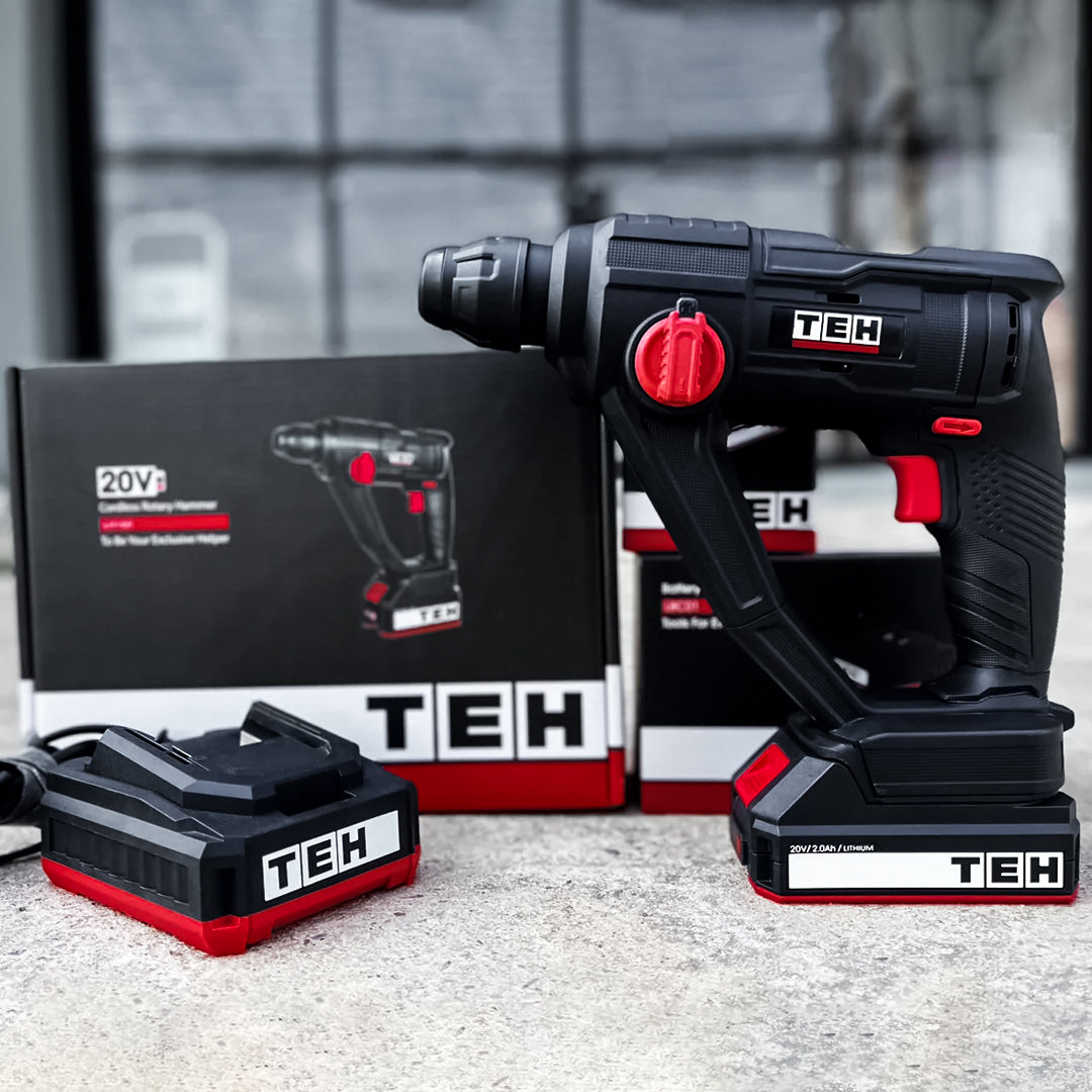 Taladro Martillo Perforador 20V 16MM + 2 Batería + Cargador + Bolso TEHTOOLS