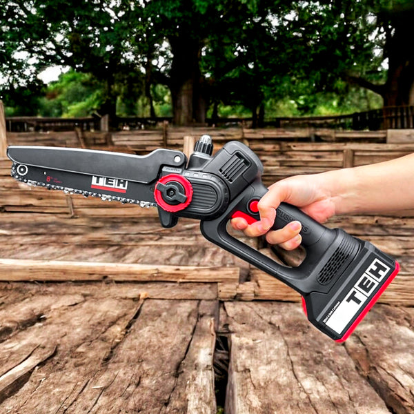 Moto Sierra Mini Inalámbrica  + 1 Baterías + Cargador + Poste Extensor Telescópico 3M TEHTOOLS