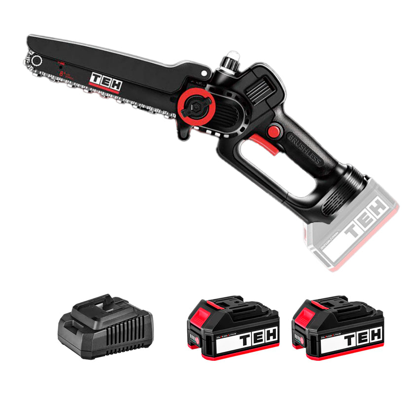 Moto Sierra Mini Inalámbrica + 2 Baterías + Cargador TEHTOOLS