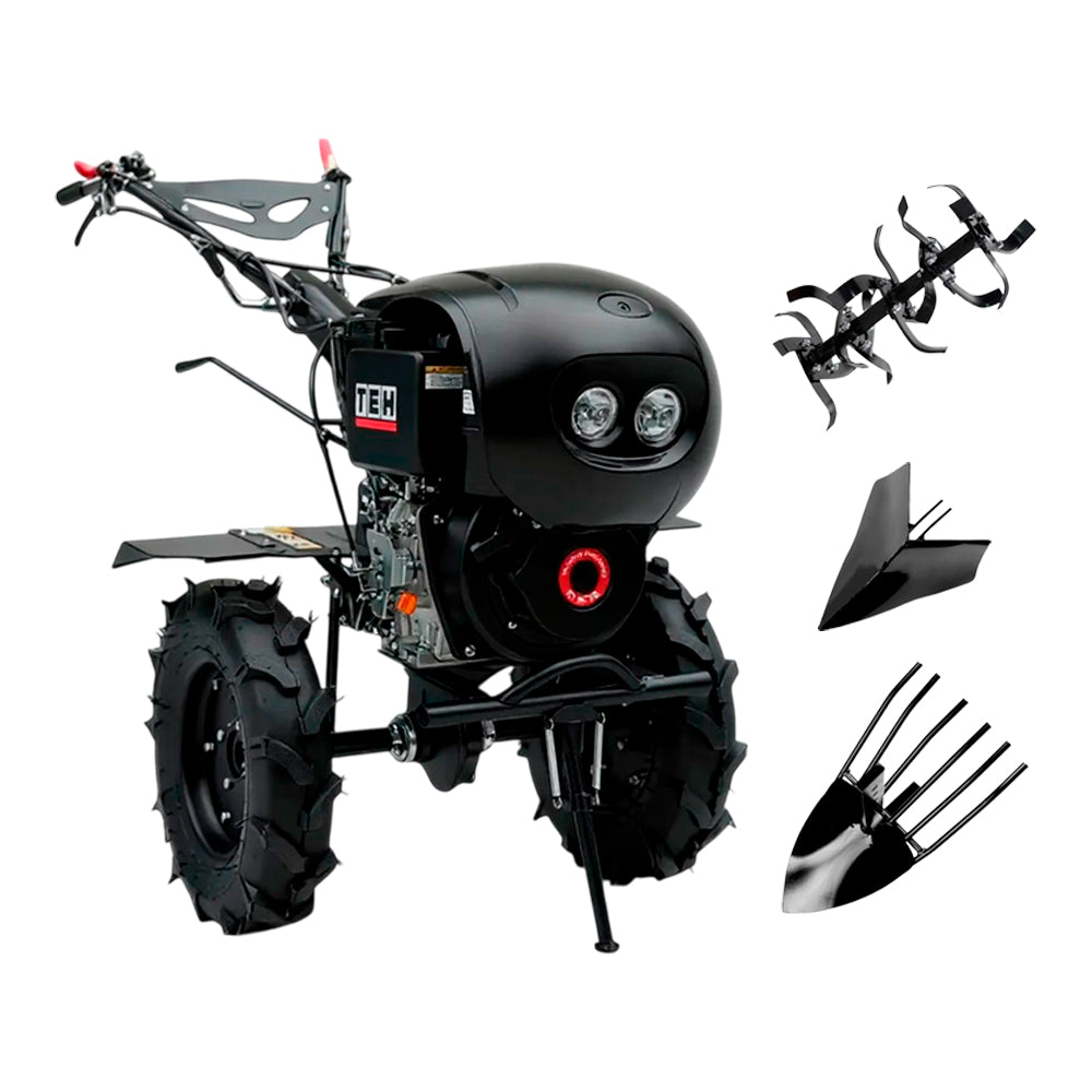 Motocultivador Diesel 10HP Partida Eléctrica Arador y Cultivador TEHTOOLS