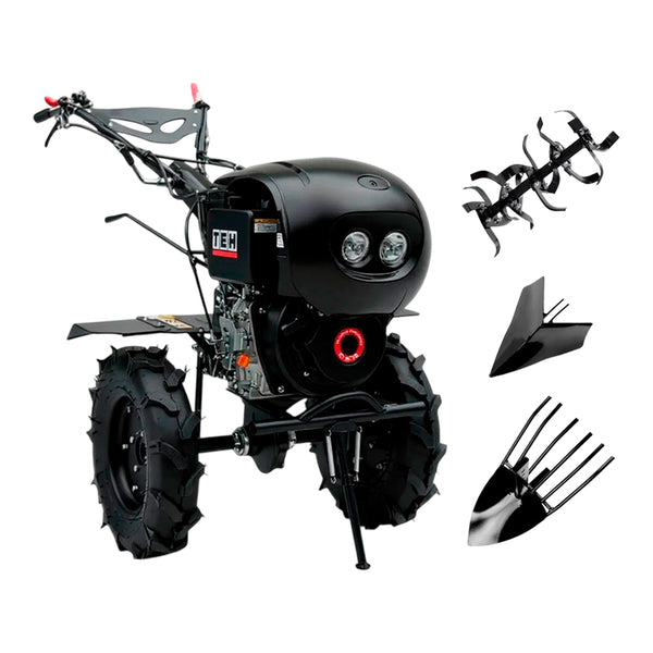 Motocultivador Diesel 10HP Partida Eléctrica Arador y Cultivador TEHTOOLS
