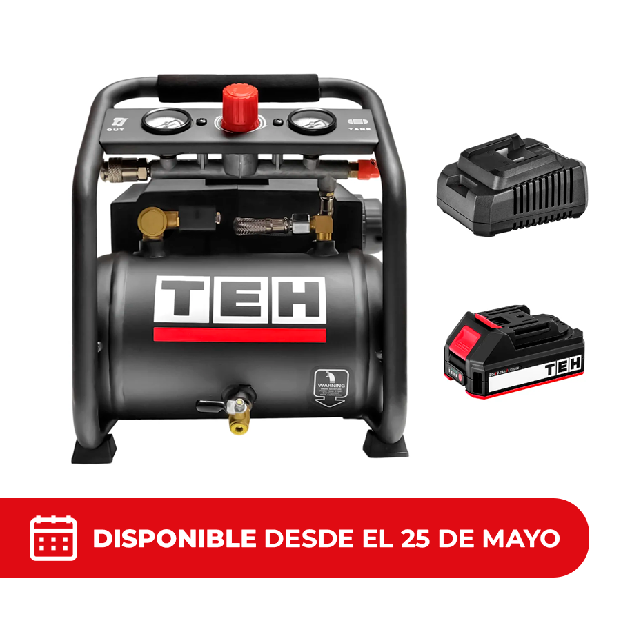 PREVENTA Compresor de Aire Inalámbrico 3L  + 1 Batería + Cargador TEHTOOLS