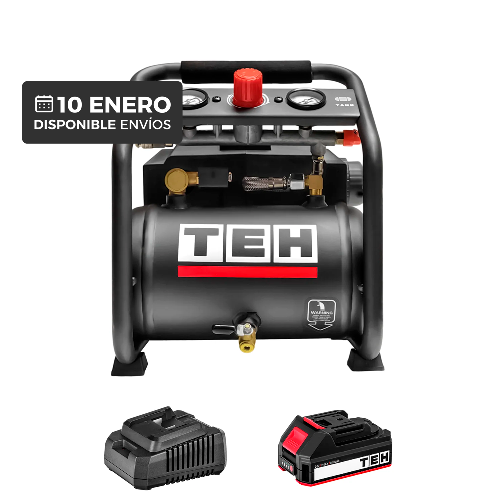 PREVENTA Compresor de Aire Inalámbrico 3L + 1 Batería + Cargador TEHTOOLS