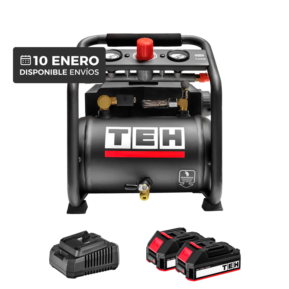 PREVENTA Compresor de Aire Inalámbrico 3L  + 2 Batería + Cargador TEHTOOLS