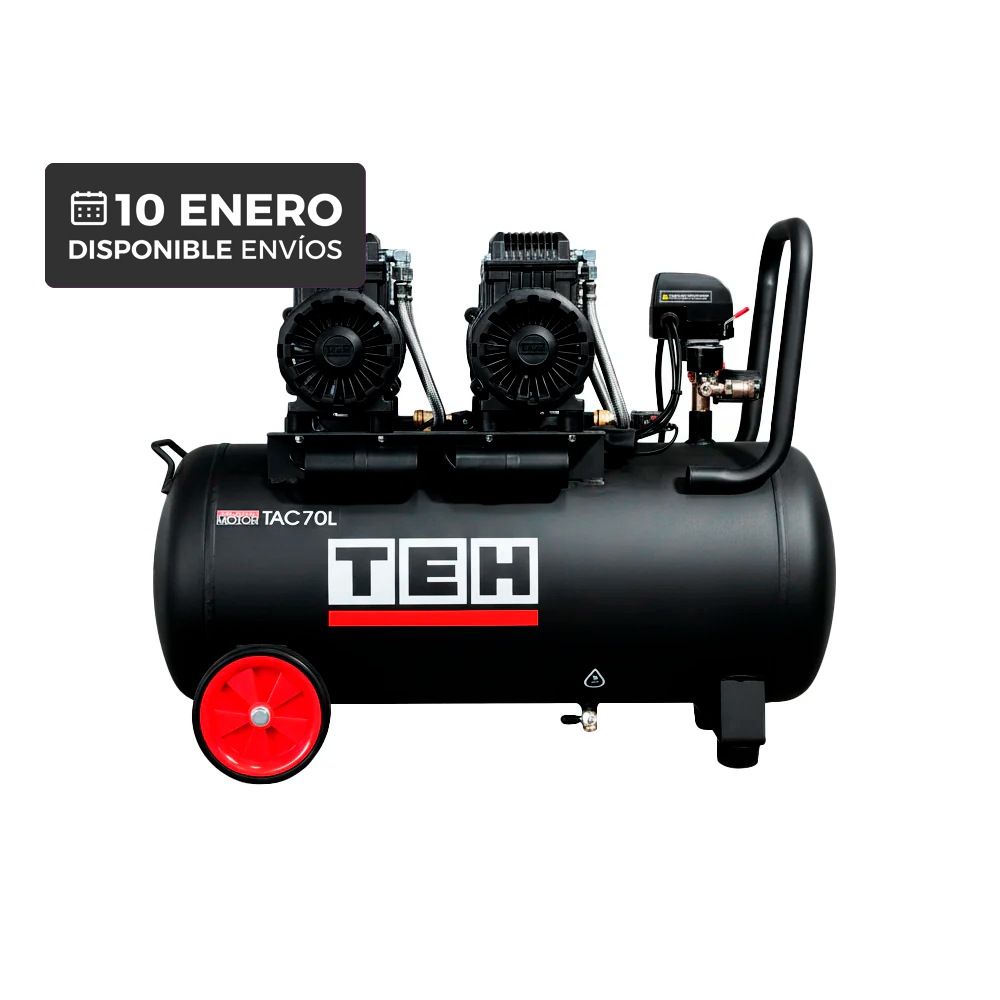 PREVENTA Compresor de Aire 70 Litros Libre de Aceite 4 HP TEHTOOLS