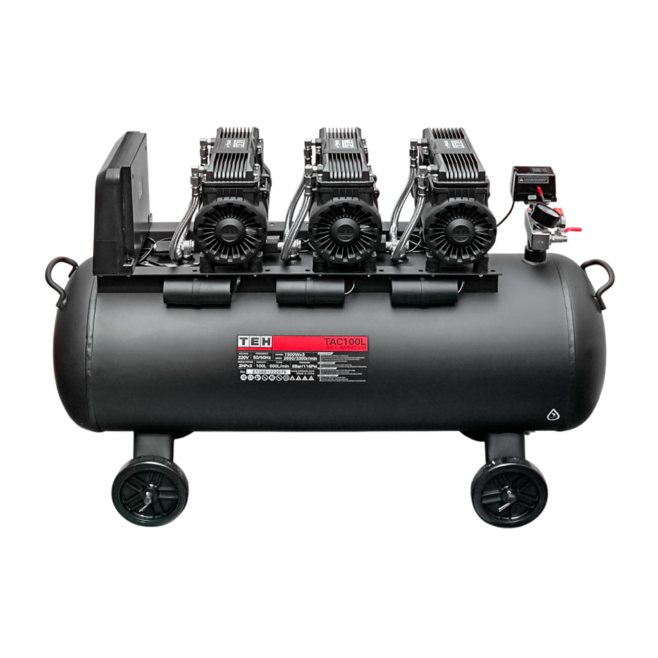 Compresor de Aire 100 Litros Libre de Aceite 6 HP TEHTOOLS  + Cable Conexión 32A Multiflex 3 M TEHTOOLS