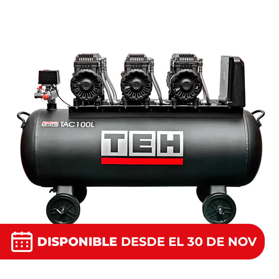 PREVENTA Compresor de Aire 100 litros Libre de Aceite 6 HP TEHTOOLS