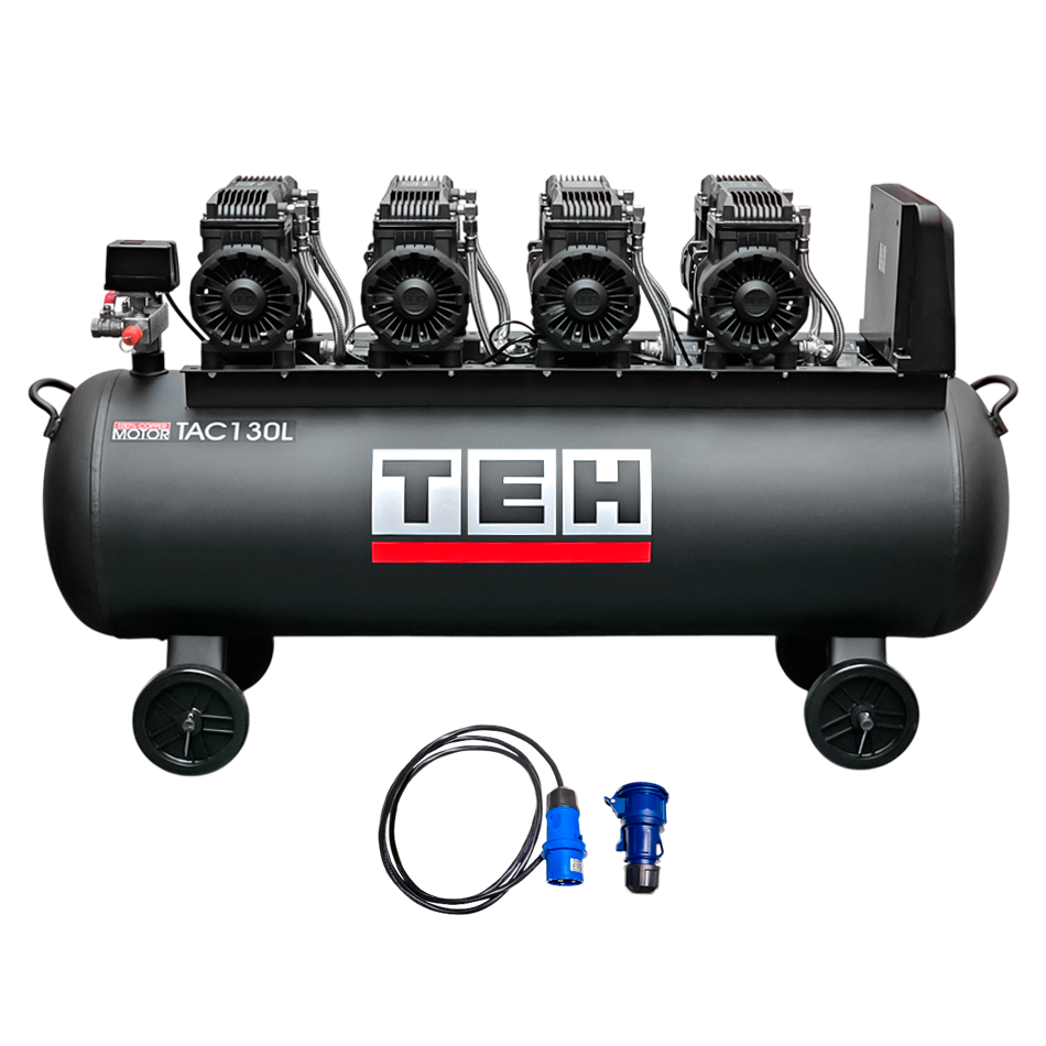 Compresor de Aire 130 Litros Libre de Aceite 8HP TEHTOOLS + Cable Conexión 32A Multiflex 3 M TEHTOOLS