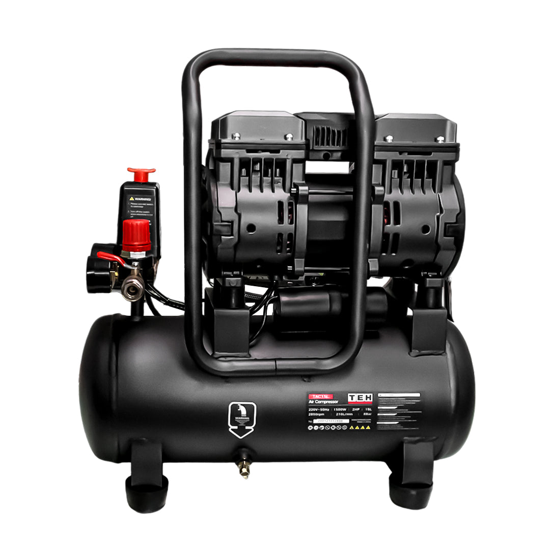 Compresor de Aire 15 Litros Libre de Aceite 2HP TEHTOOLS