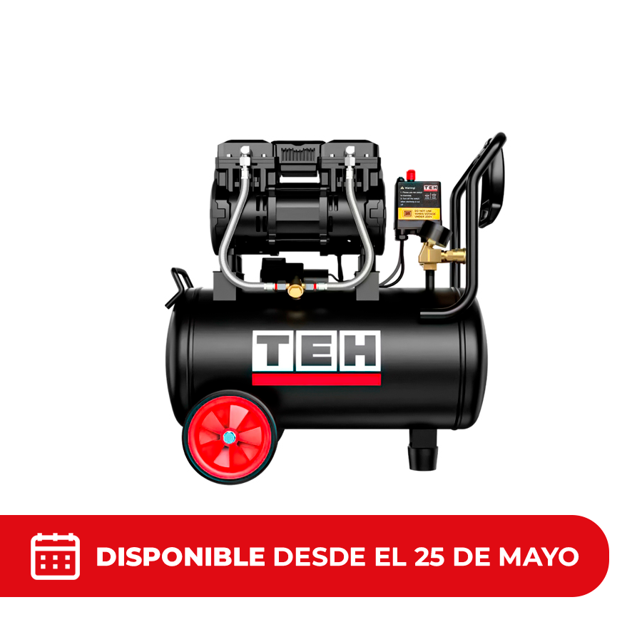 PREVENTA Compresor de Aire 24 Litros Libre de Aceite 2HP TEHTOOLS