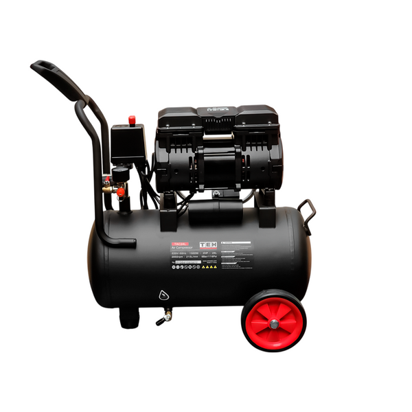 Compresor de Aire 24 Litros Libre de Aceite 2HP TEHTOOLS