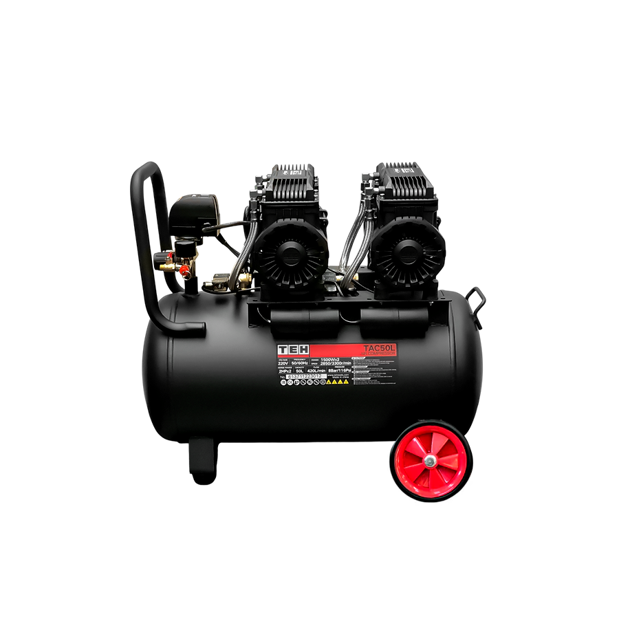 Compresor de Aire 50 Litros Libre de Aceite 4HP TEHTOOLS