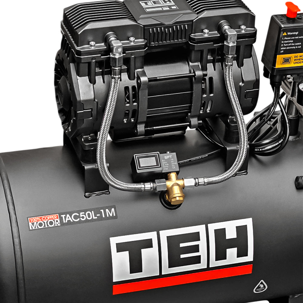 Compresor de Aire 50 Litros Libre de Aceite 2HP TEHTOOLS