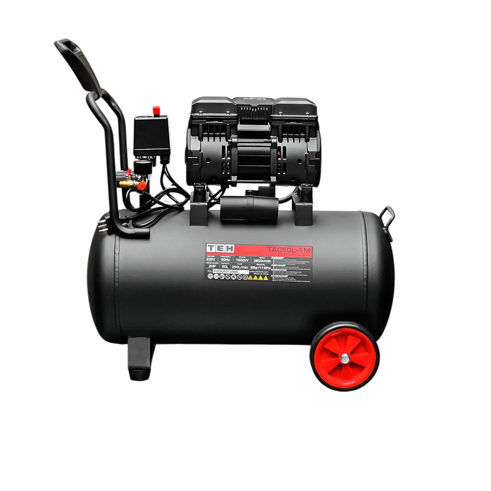 Compresor de Aire 50 Litros Libre de Aceite 2HP TEHTOOLS