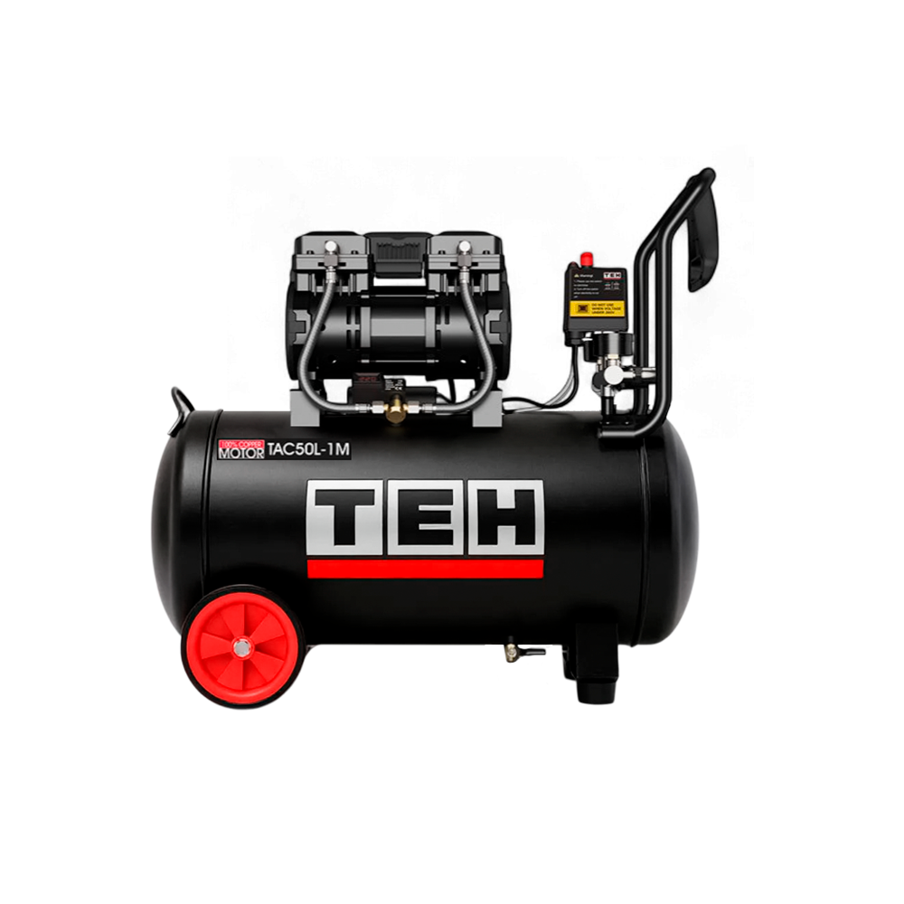 Compresor de Aire 50 Litros Libre de Aceite 2HP TEHTOOLS