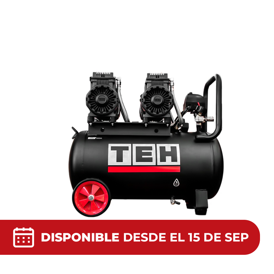PREVENTA Compresor de Aire 50 Litros Libre de Aceite 4HP TEHTOOLS