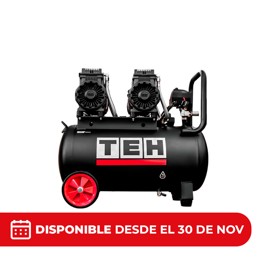 PREVENTA Compresor de Aire 50 Litros Libre de Aceite 4HP TEHTOOLS