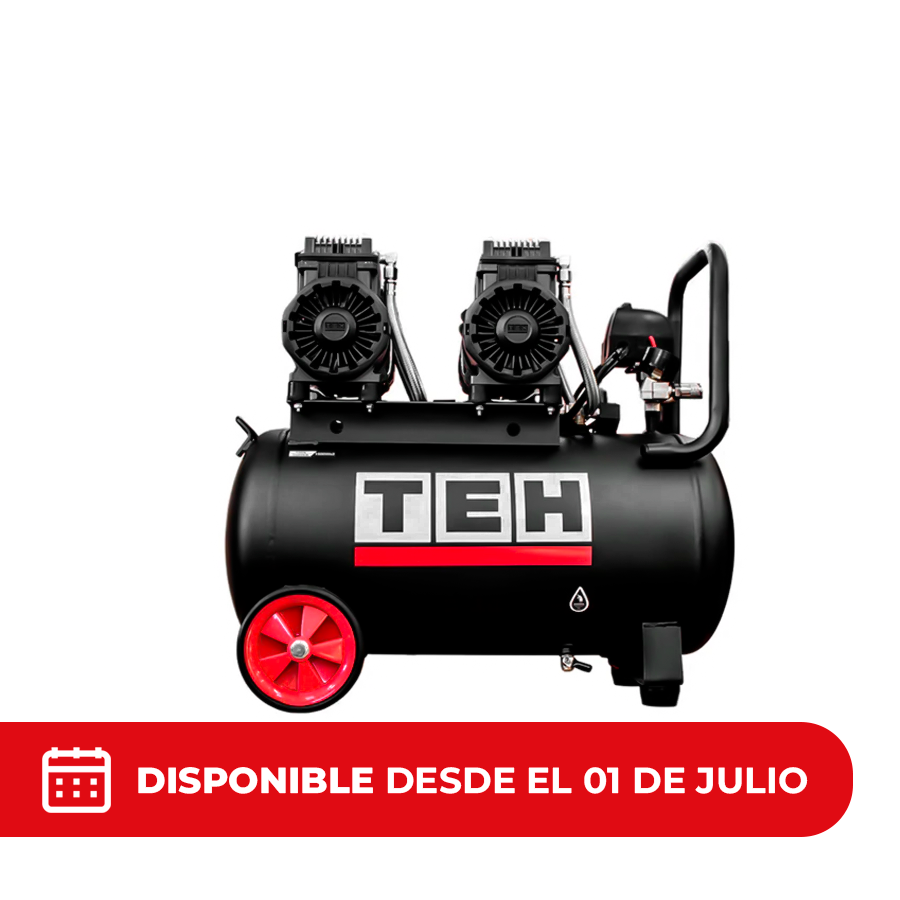 PREVENTA Compresor de Aire 50 Litros Libre de Aceite 4HP TEHTOOLS