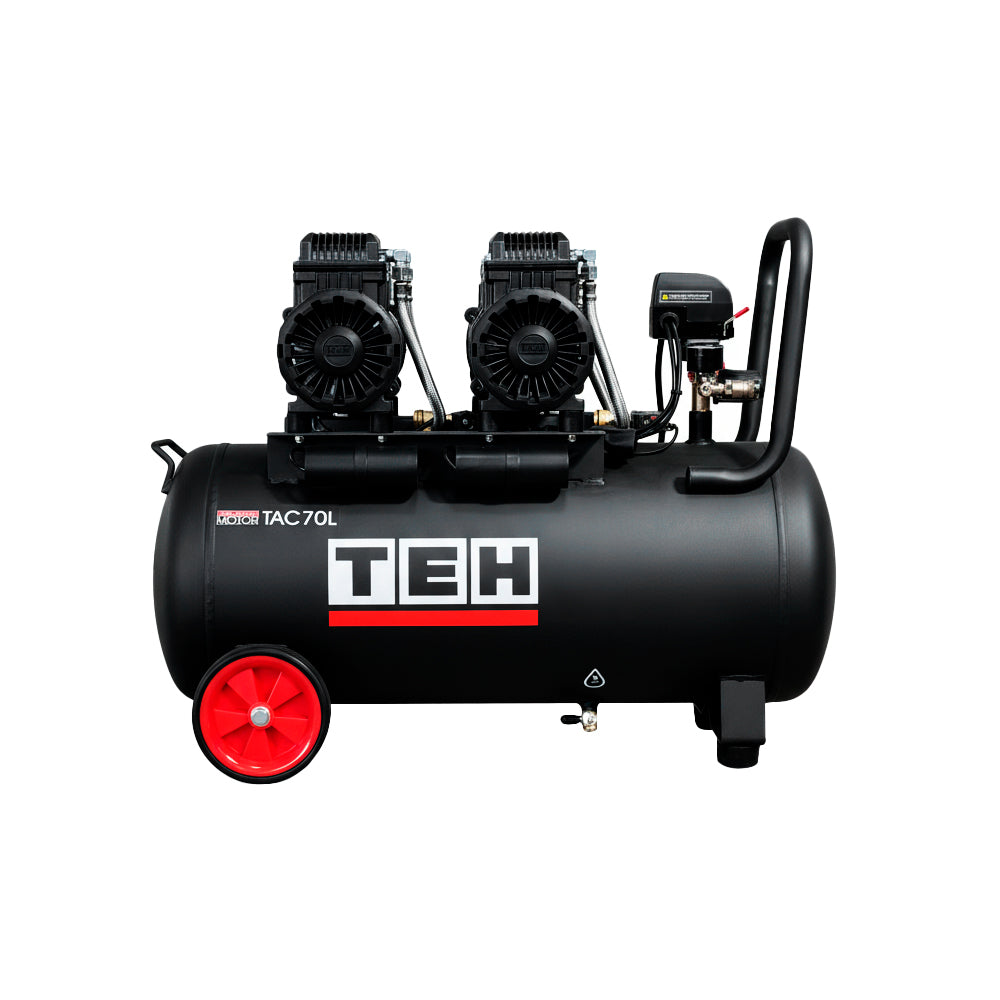 Compresor de Aire 70 Litros Libre de Aceite 4 HP TEHTOOLS