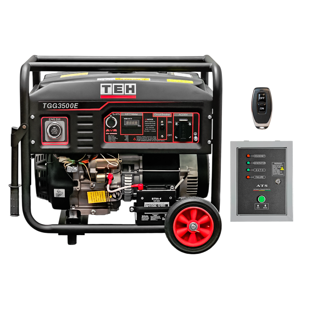 Generador a Gasolina 3.0 kW  Partida Eléctrica Conexión ATS + ATS de 7 PINES TEHTOOLS