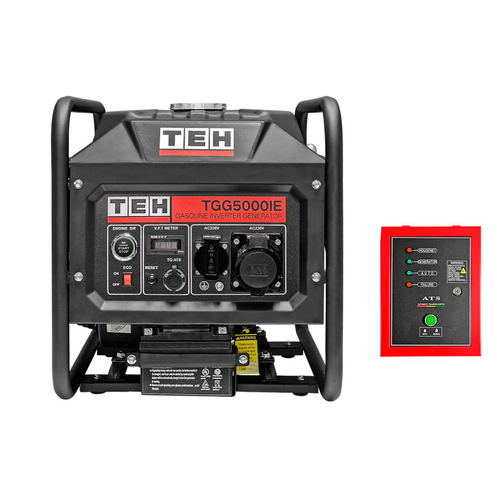 Generador Inverter a Gasolina 5000W TEH + ATS 7 Pines TEHTOOLS