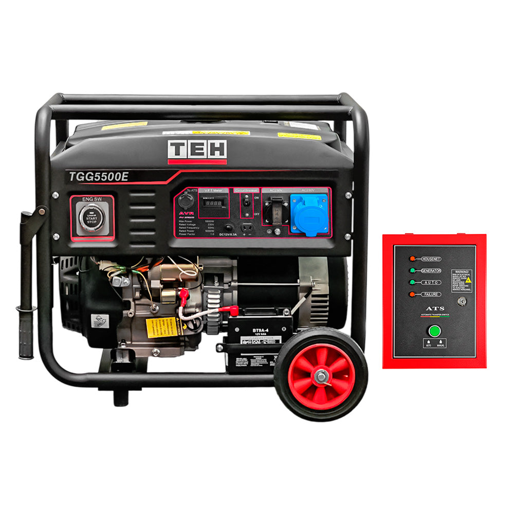 Generador a Gasolina 5.5 kW Partida Eléctrica Conexión ATS + ATS de 7 PINES TEHTOOLS