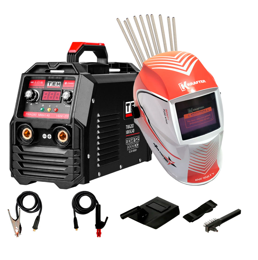 Pack Soldadora Inverter Tehtools 140 Amp + Mascara + Electrodos