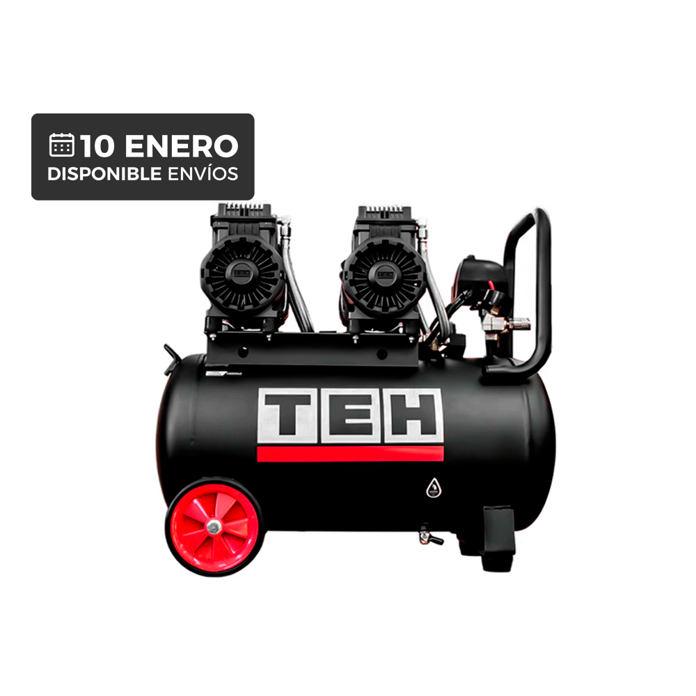 PREVENTA Compresor de Aire 50 Litros Libre de Aceite 4HP TEHTOOLS