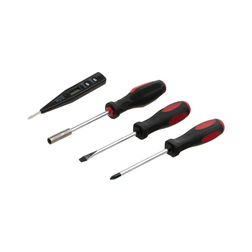 Set Kit de Herramientas + Taladro Inalámbrico 12v 10mm 23 Nm 2 Baterías TEHTOOLS