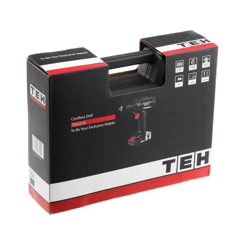 Taladro Inalámbrico 16V 10mm 28 Nm 2 Baterías TEHTOOLS