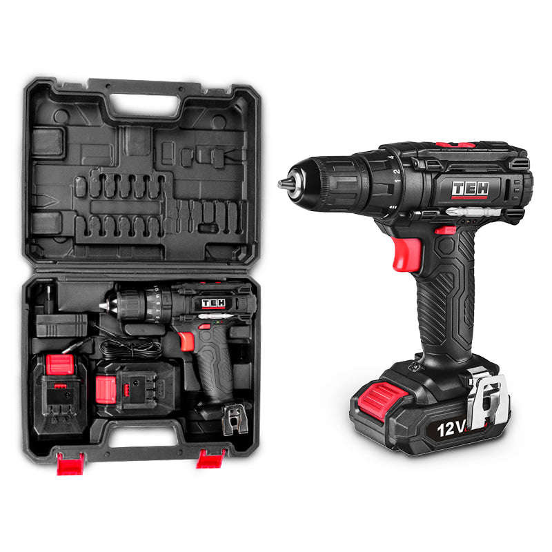Taladro Inalámbrico 12V 10mm Modelo S 23 Nm 2 Baterías TEHTOOLS