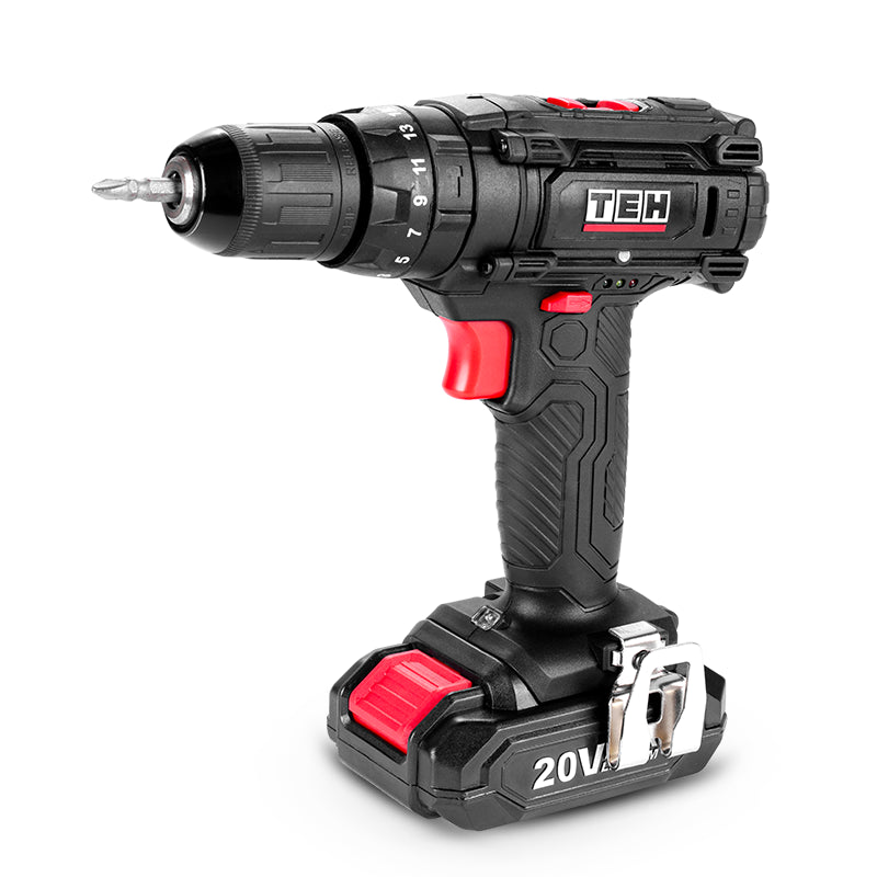 Taladro Percutor Inalámbrico 20V 10mm 30 Nm 2 Baterías TEHTOOLS