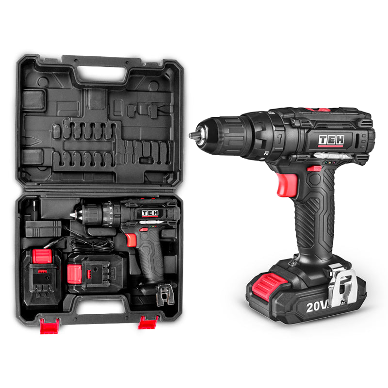 Taladro Percutor Inalámbrico 20V 10mm 30 Nm 2 Baterías TEHTOOLS